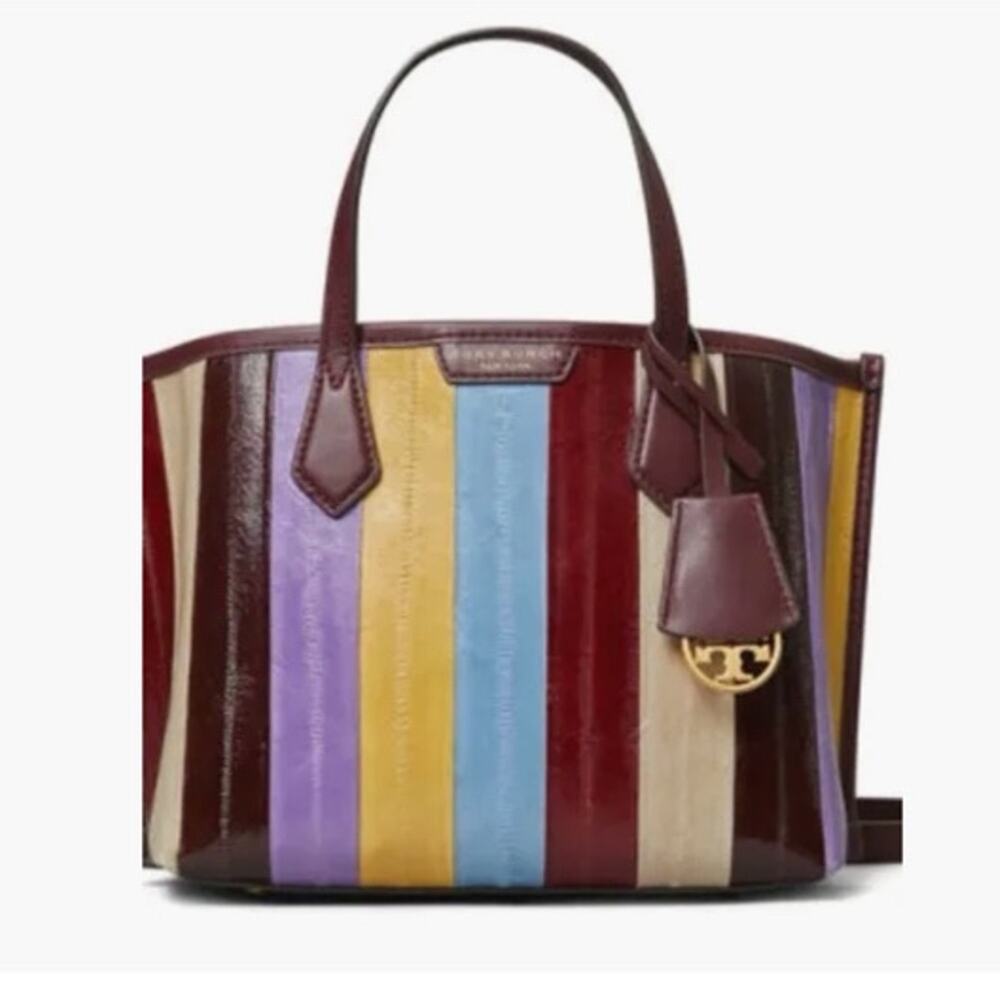 Tory Burch Perry Eel Patchwork Leather Tote Multicolor Crossbody Rare Sold Out